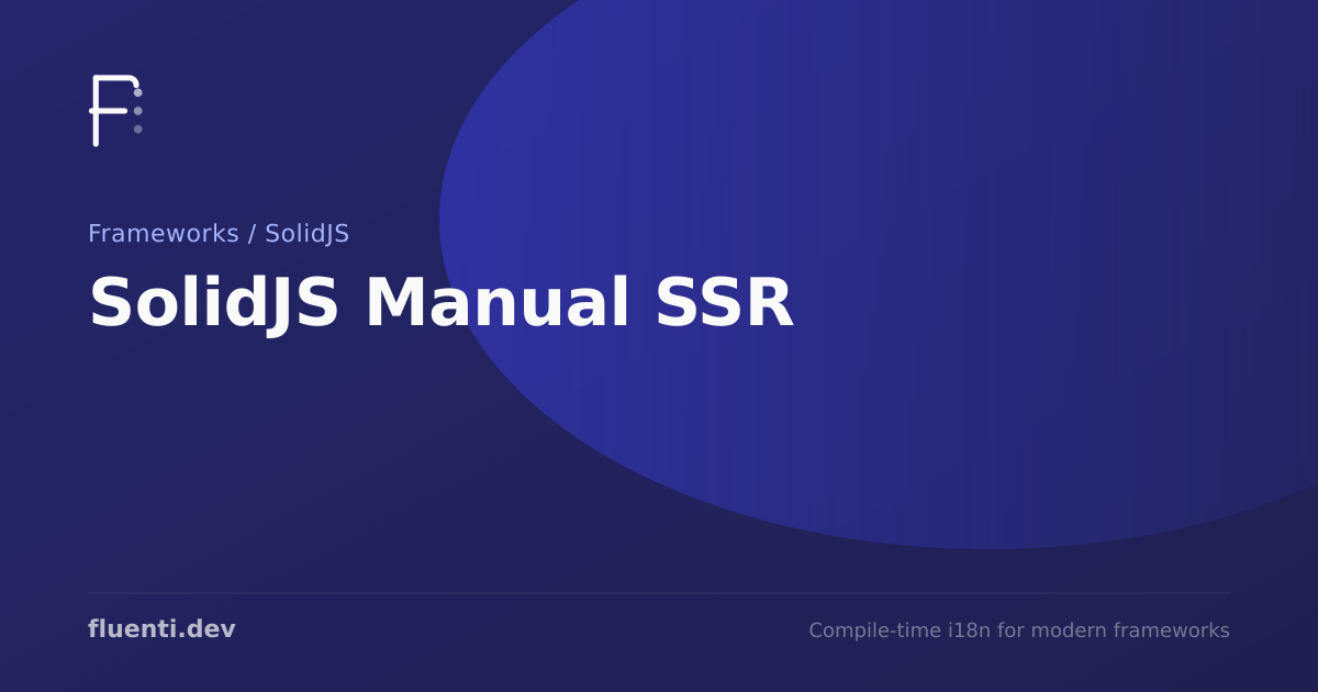 SolidJS Manual SSR | Fluenti