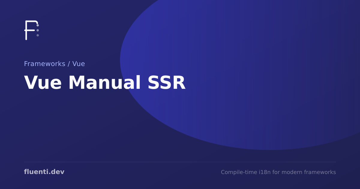 Vue Manual SSR | Fluenti